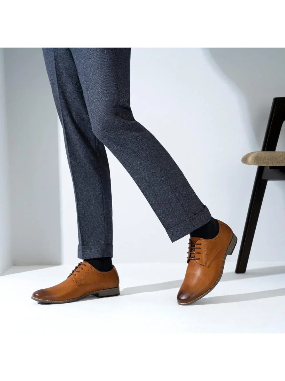 Men's Yellow Brown Leather Formal Non Slip Wedding Oxford Derby Dress Shoes